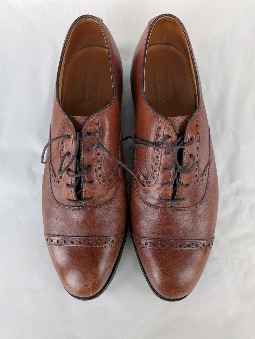 Johnston & Murphy Brown Heritage Cap Toe Oxford Dress Shoes Men’s 10D Made USA